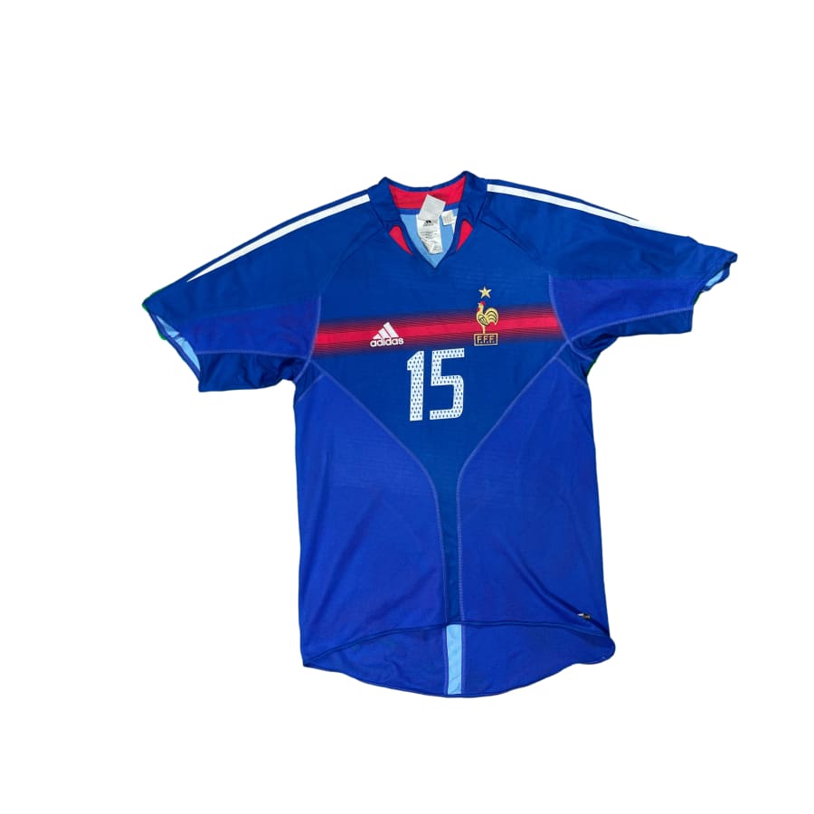 Maillot De Foot Vintage Adidas Equipe De France Domicile 2004-2005 – N°15 Thuram – Taille XL
