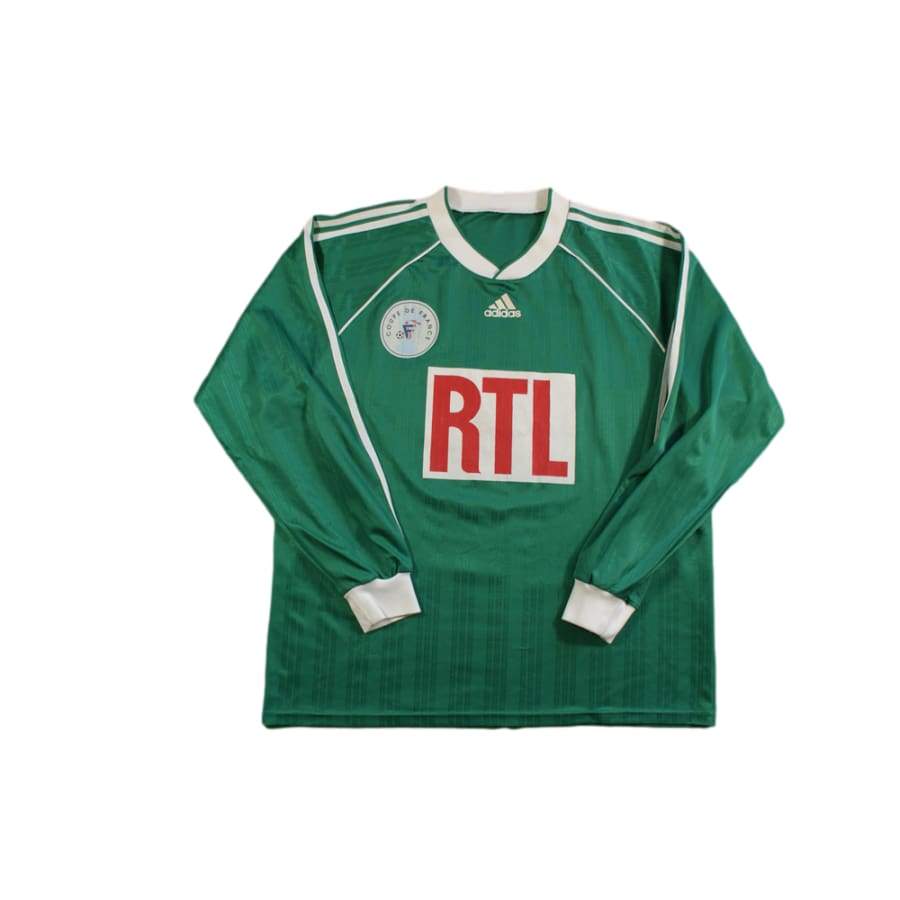 Maillot Adidas Coupe de France Bleu RTL #3 Porté Match vintage Jersey 90'S - XL Maillot Adidas Coupe de France Bleu RTL #3 Porté Match vintage Jersey 90'S - XL