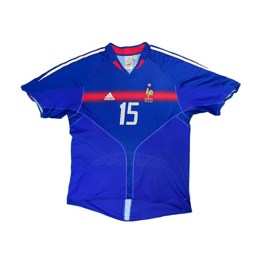 Maillot football vintage domicile Equipe de France #15 Thuram saison 2004-2005 - Adidas - Equipe de France