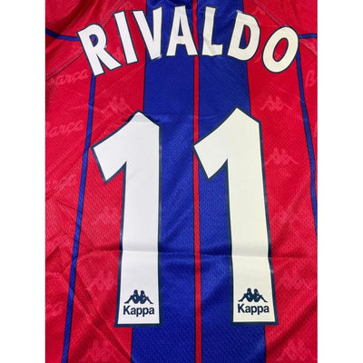 Maillot football vintage domicile FC Barcelone #11 Rivaldo saison 1997-1998 - Kappa - Barcelone
