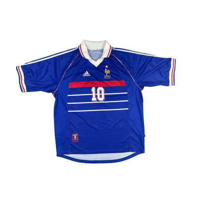 Maillot football vintage Equipe de France domicile #10 Zidane saison 1998-1999 - Adidas - Equipe de France