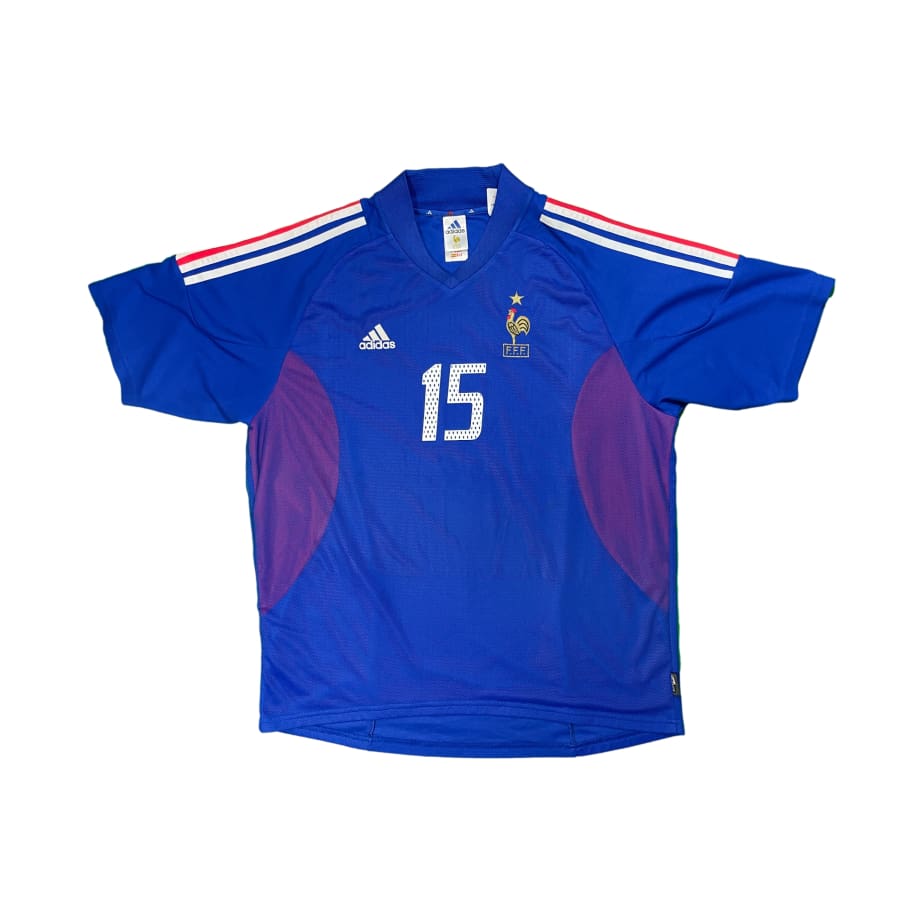 Maillot Football Vintage Equipe De France Domicile #15 Thuram Saison 2002 2005