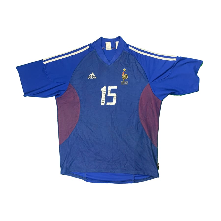 Maillot football vintage Equipe de France domicile #15 Thuram saison 2002-2003 - Adidas - Equipe de France