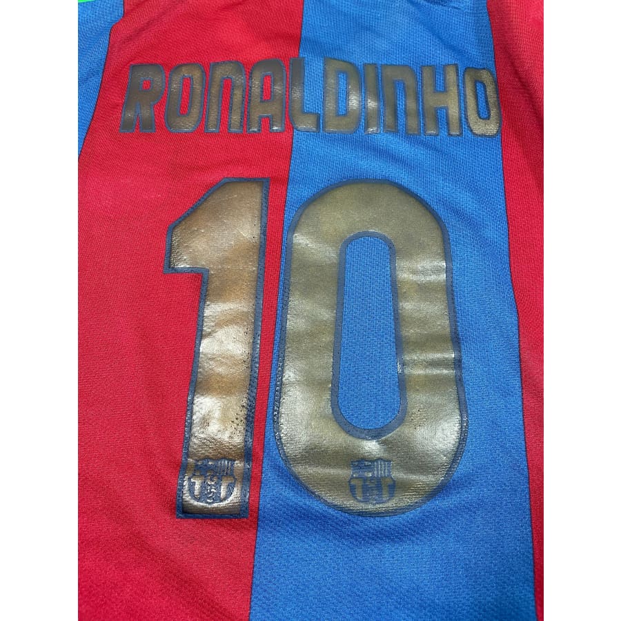 Maillot football vintage FC Barcelone domicile #10 Ronaldinho saison - Nike - Barcelone