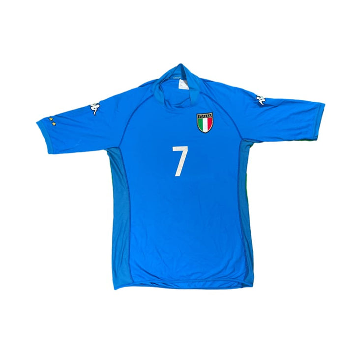 Maillot De Foot Vintage Italie - Taille L - Bleu - Manches Courtes - Neuf Avec Flocage