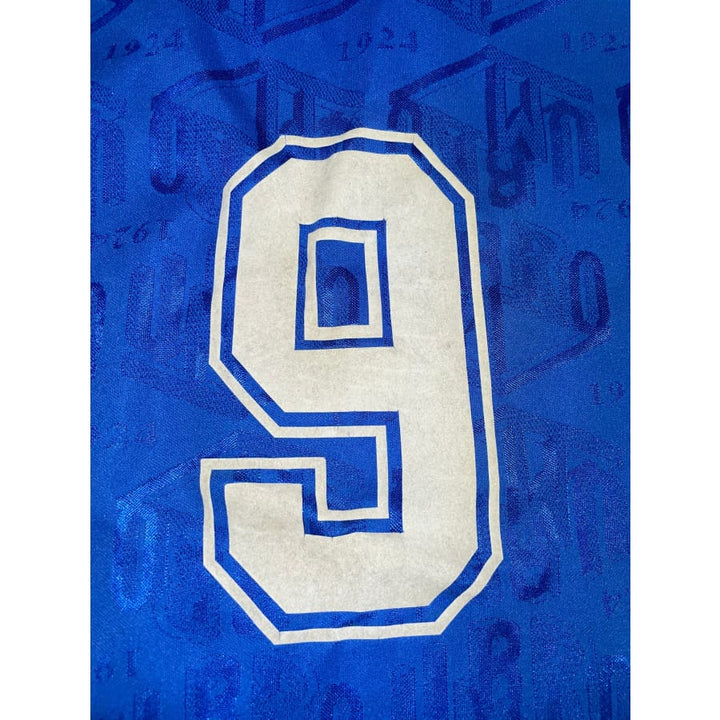 Maillot De Football Vintage Umbro #9 - Taille XL - Noir Et Rouge - Occasion