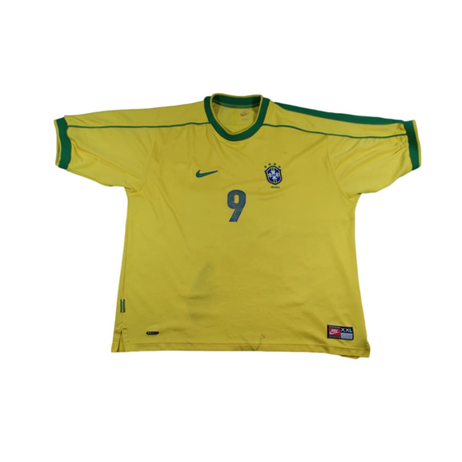 Maillot Brésil vintage domicile #9 RONALDO 1998-1999 - Nike - Brésil