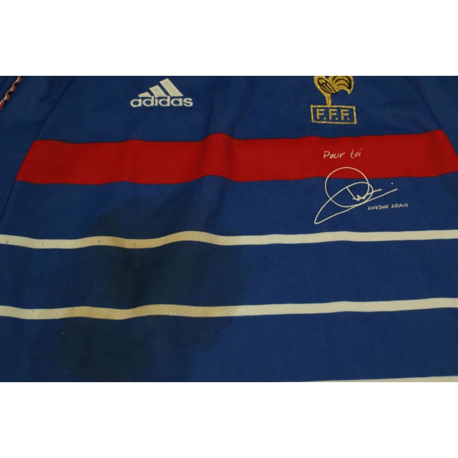 Maillot de foot rétro domicile Equipe de France dédicace Zidane 1997-1998 - Adidas - Equipe de France