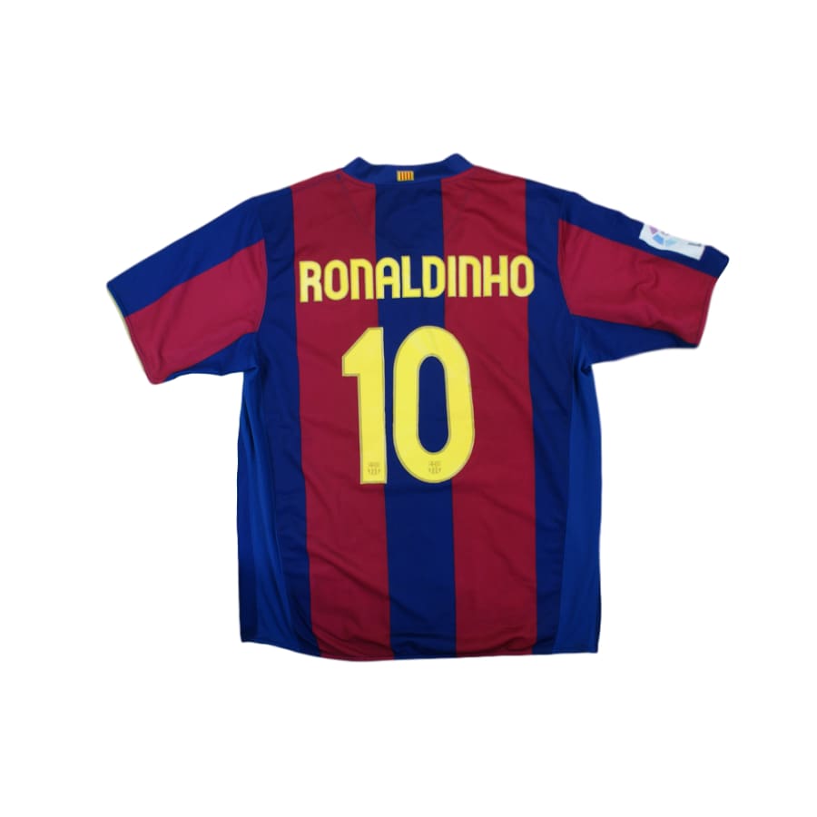 Maillot Domicile Rétro FC Barcelone 2007/08 - Ronaldinho #10 - Taille L - Réplique Exacte - NEUF
