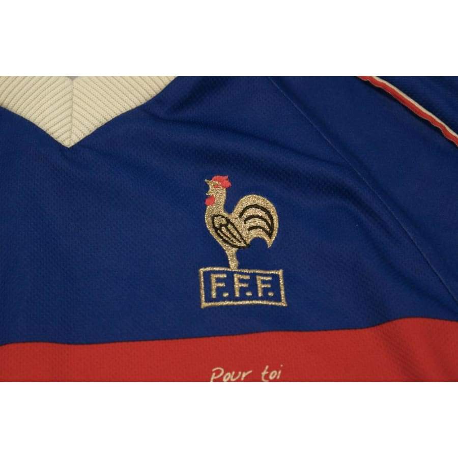 Maillot de foot vintage domicile Equipe de France dédicace DJORKAEFF 1998-1999 - Adidas - Equipe de France