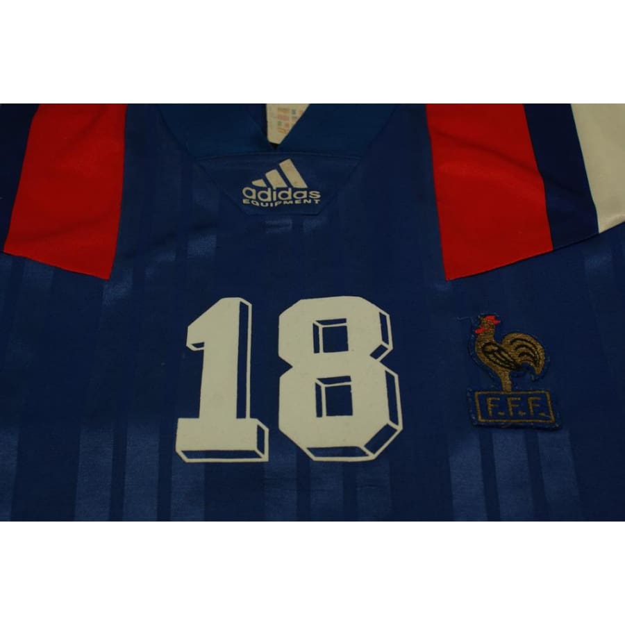 Maillot de foot vintage domicile Equipe de France N°18 CANTONA 1992-1993 - Adidas - Equipe de France