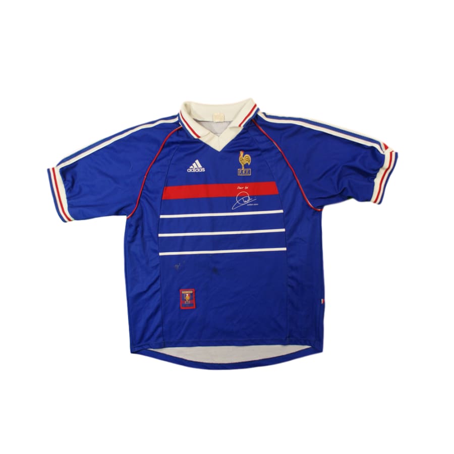 Maillot de football rétro domicile Equipe de France édition dédicace ZIDANE 1998-1999 - Adidas - Equipe de France