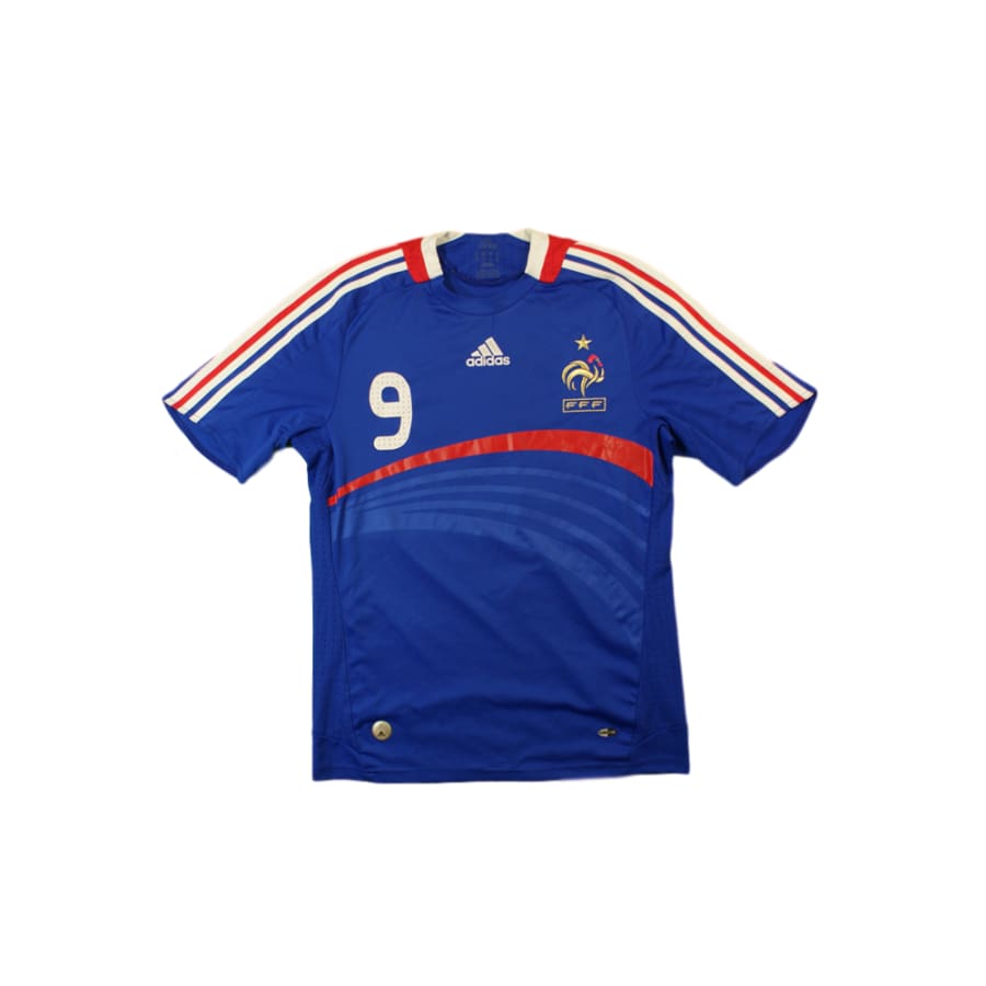 Maillot de football rétro domicile Equipe de France N°9 BENZEMA 2008-2009 - Adidas - Equipe de France