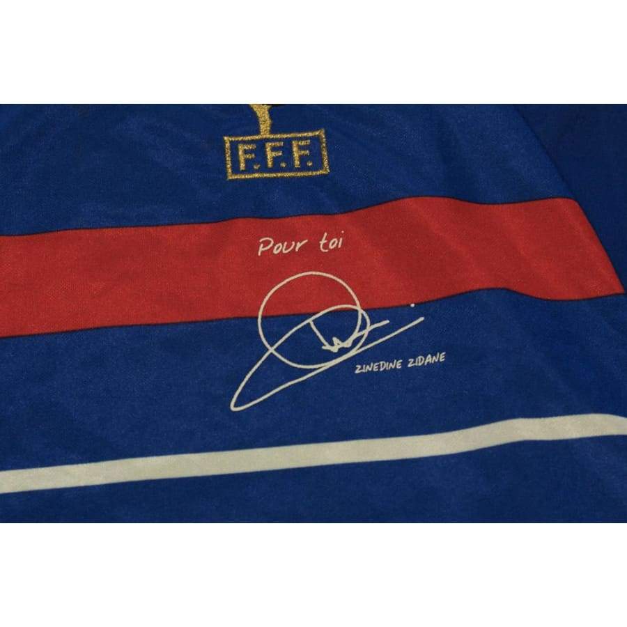 Maillot de football retro Equipe de France dédicace ZIDANE 1998-1999 - Adidas - Equipe de France