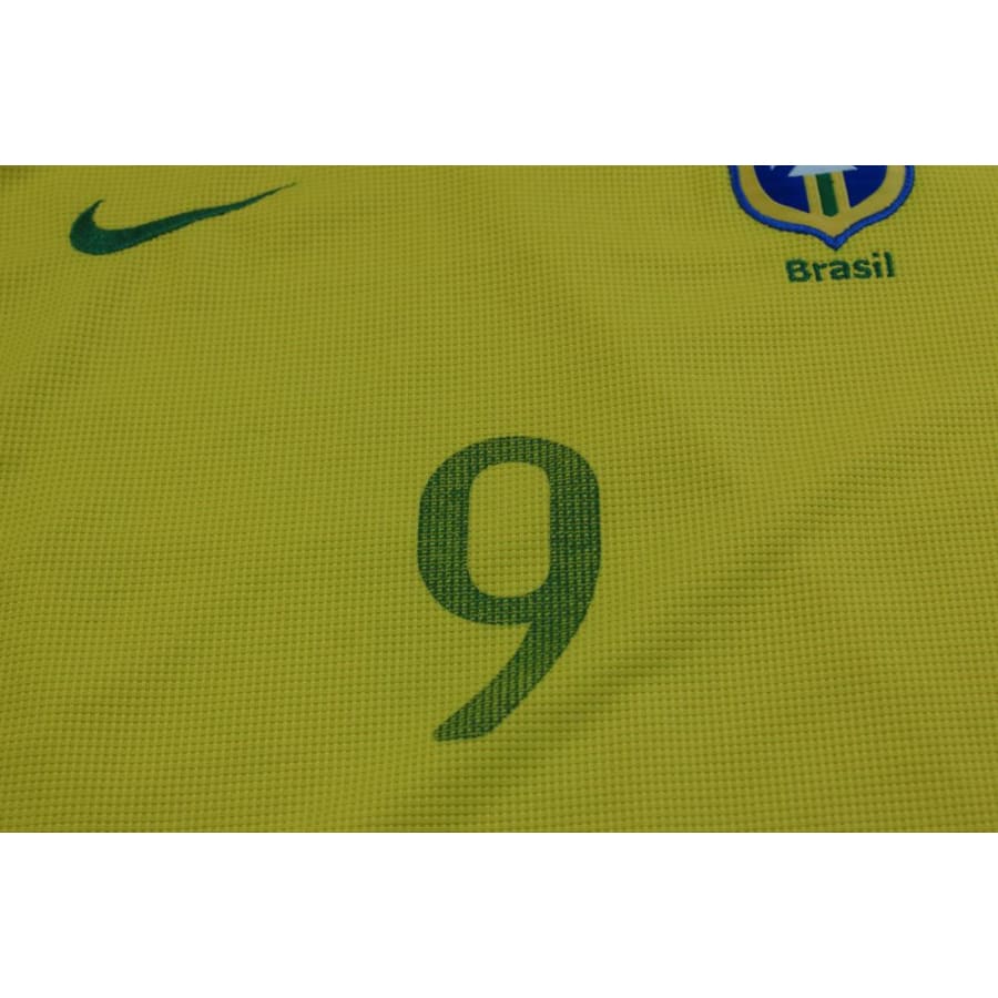Maillot de football vintage domicile équipe du Brésil N°9 2008-2009 - Nike - Brésil