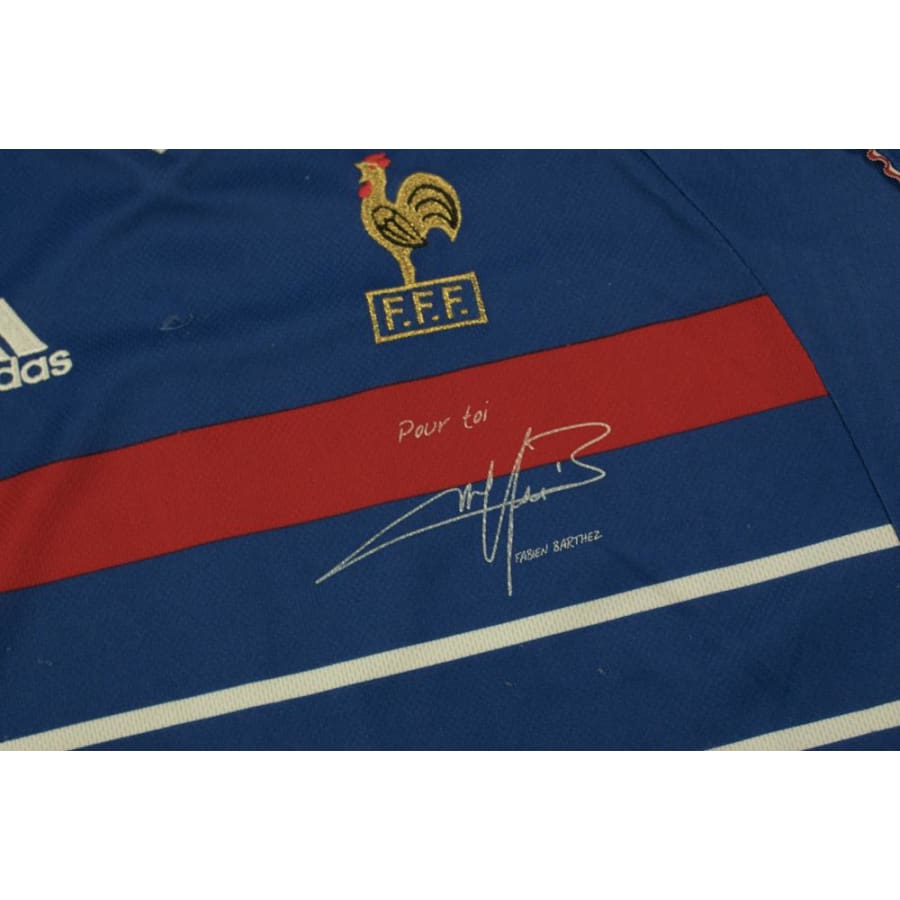 Maillot de football vintage Equipe de France dédicace BARTHEZ 1998-1999 - Adidas - Equipe de France