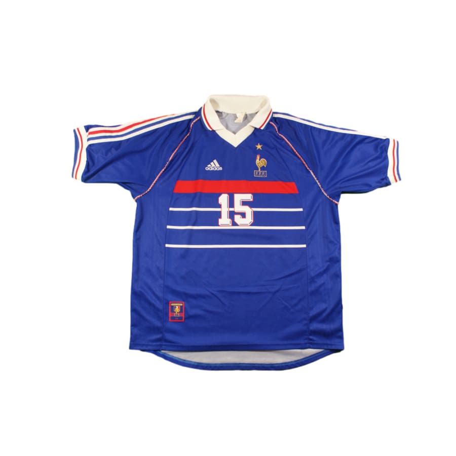 Maillot équipe de France vintage domicile N°15 THURAM 1998-1999 - Adidas - Equipe de France
