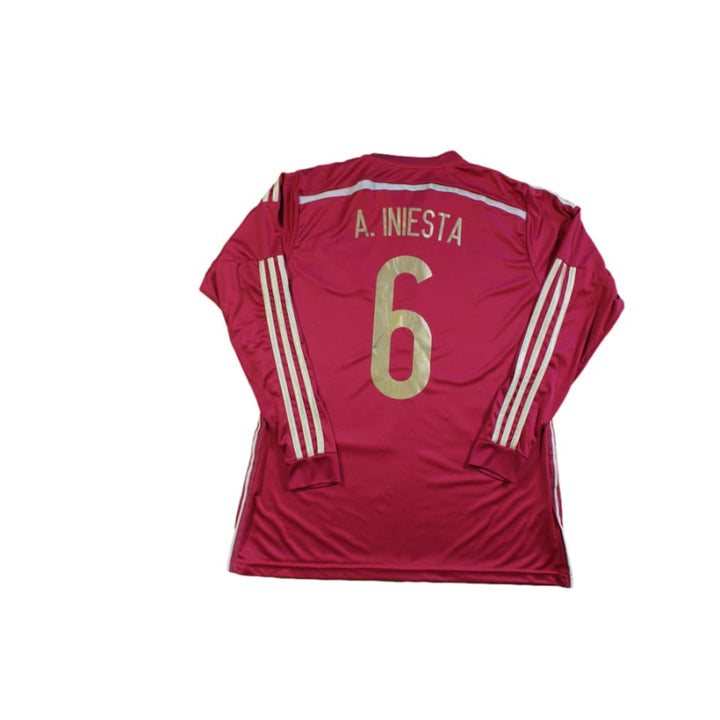 Maillot Espagne Soccer Iniesta #6 Domicile 2014 - Vintage, Homme XL - Rouge