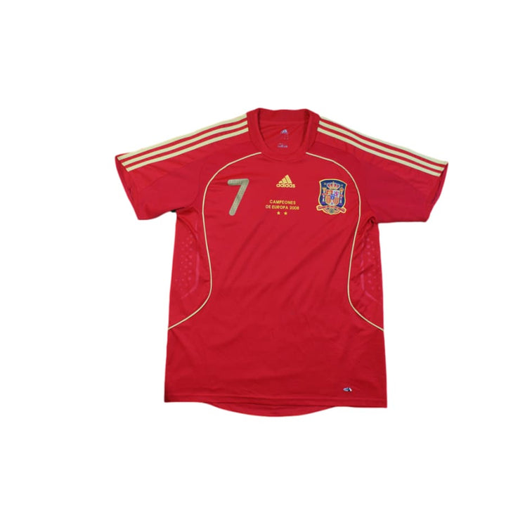 Maillot Espagne 2008/2009 Domicile #7 David Villa – Adidas Taille XL