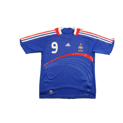 Maillot foot rétro équipe de France domicile enfant N°9 BENZEMA 2008-2009 - Adidas - Equipe de France