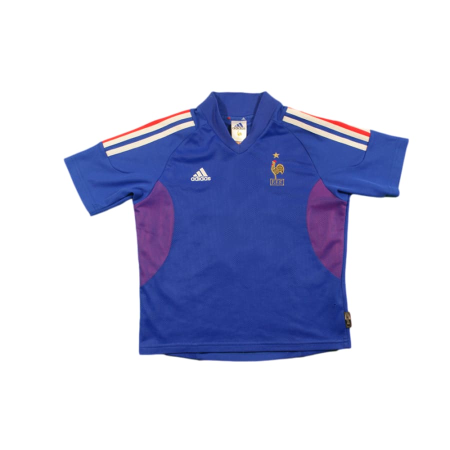 Maillot foot vintage équipe de France enfant domicile N°10 ZIDANE 2002-2003 - Adidas - Equipe de France