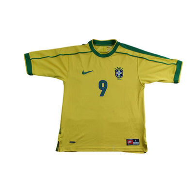 Maillot football vintage Brésil domicile N°9 RONALDO 1998-1999 - Nike - Brésil