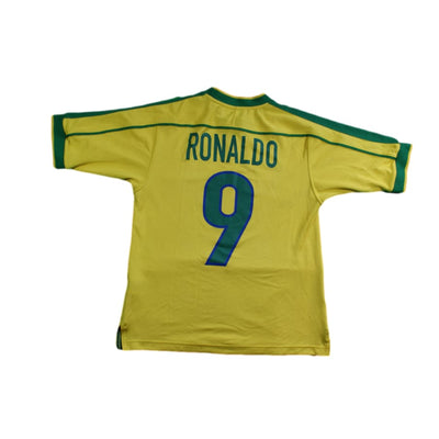 Maillot football vintage Brésil domicile N°9 RONALDO 1998-1999 - Nike - Brésil