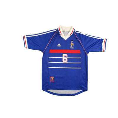 Maillot France vintage domicile N°6 DJORKAEFF 1998-1999 - Adidas - Equipe de France